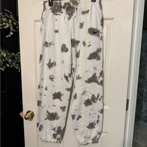 Nike White and Gray Tie-Dye Joggers